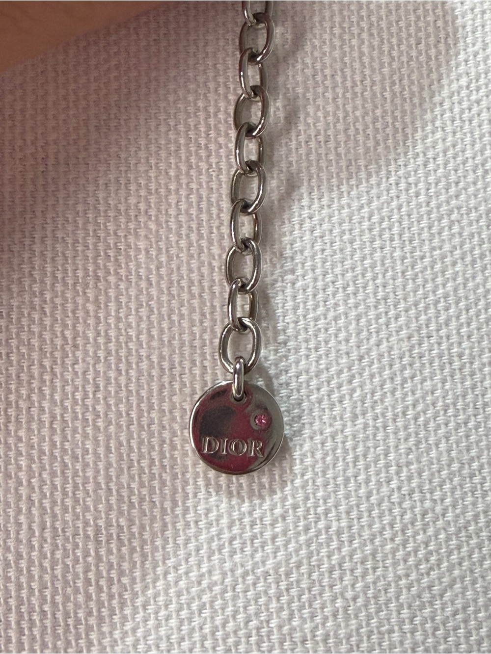 🌷DIOR Petit Pink Crystal 'CD' Pendant Necklace - Picture 9 of 14